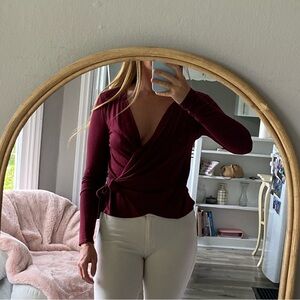 Velvet faux wrap jersey top